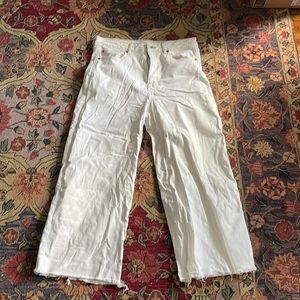American Eagle White Wide Leg Crop Jeans